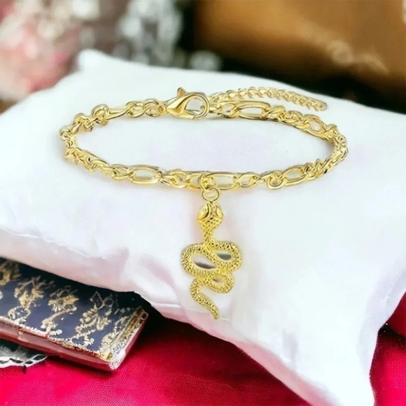 Gold Snake Anklet Bracelet - Picture 6 of 8